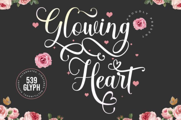 Glowing Heart: A Calligraphic Font for Elegant Expression